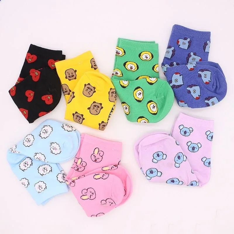 Kawaii BT21 Cartoon Socks Cute - Tippet Line avaliação e preço