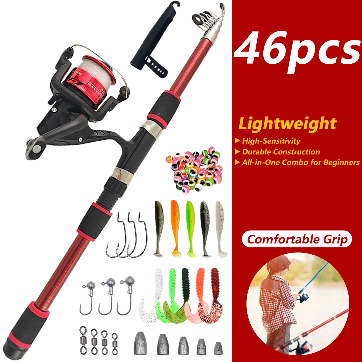 46Pcs Telescopic Fishing Rod R - Freshwater Line avaliação e preço