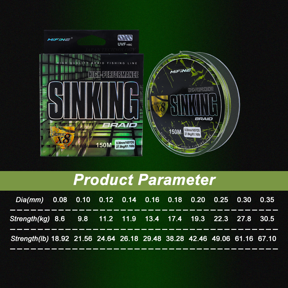 MIFINE SINKING X8 High-Perform - Ice Fishing Line avaliação e preço